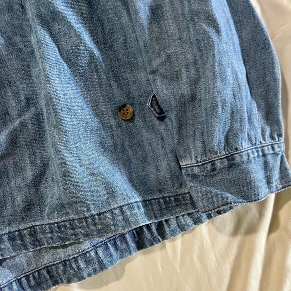 Vtg Y2K 2000s Plus Size Christmas Holiday Denim Shirt Wmns 1X Granny Cottagecore - Picture 10 of 12